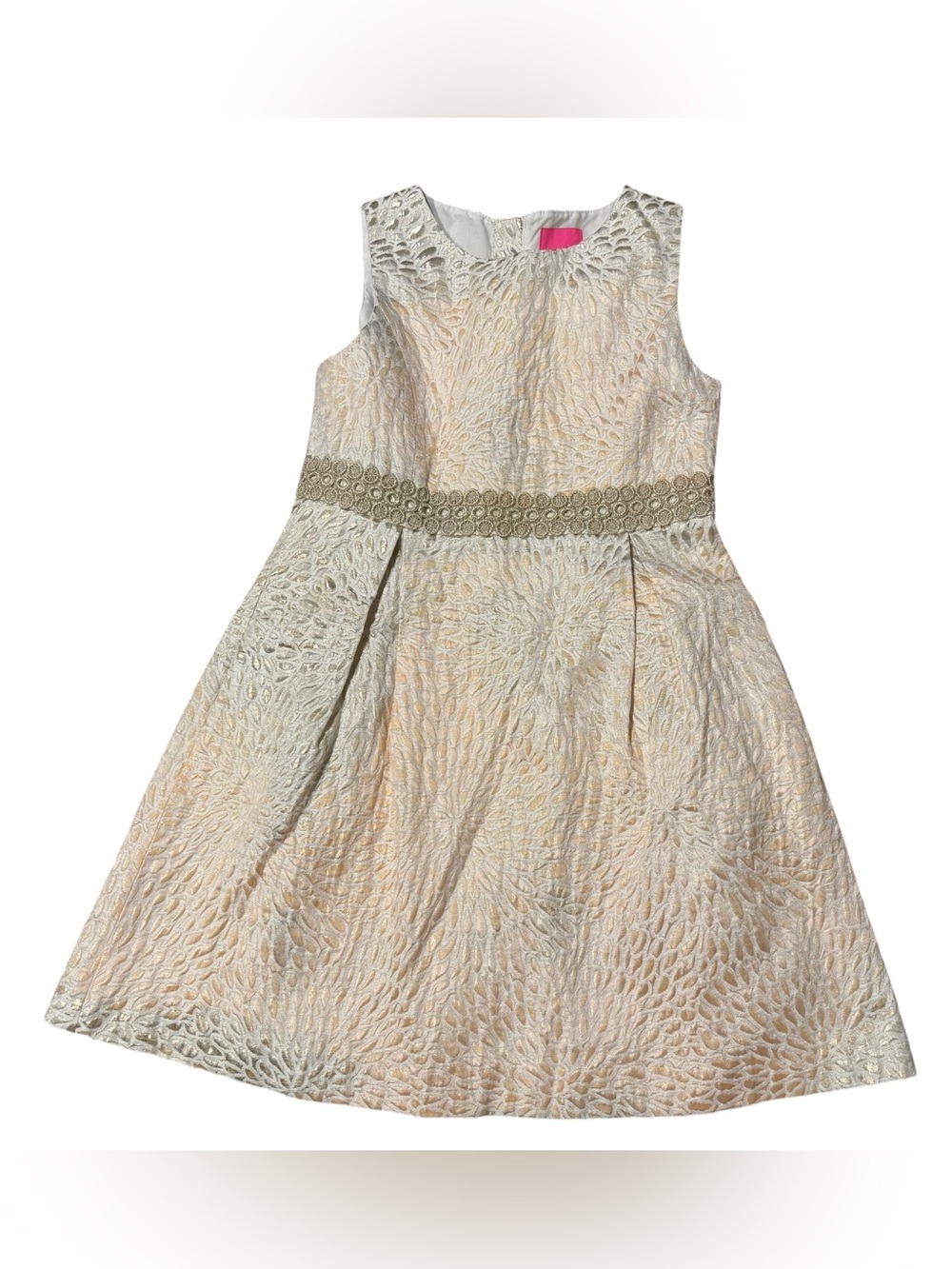Lilly Pulitzer Girls Size 12 Gold Metallic Brocade Holiday Party Dress